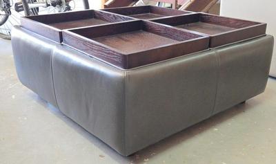 Livingspaces Leather Square Storage Ottoman [Buy Now 200, Reserve 100]