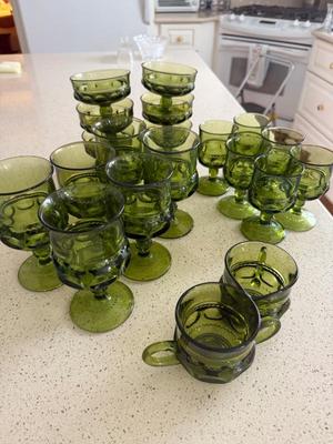 Avocado Green glassware MCM