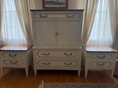 American Furniture of Martinsville 
54” x 38” x 20 center piece,, side tables 24” x24” x 16”