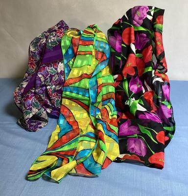 Three 100% Polyester Scarves