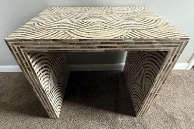 Far Eastern Handicraft Abalone Inlaid End Table