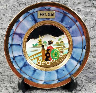 4 inch mini 24k gold chokin art plate
