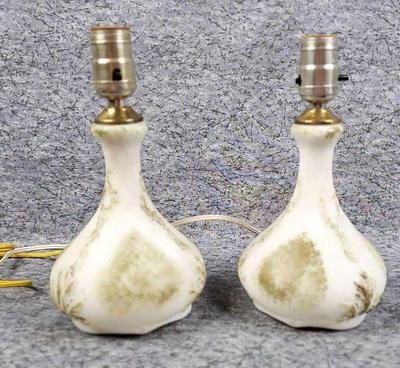 Mid century genie bottle style bristol glass lamps