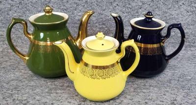 Vintage hall gilded philadelphia style teapots 4c 6c, 8c