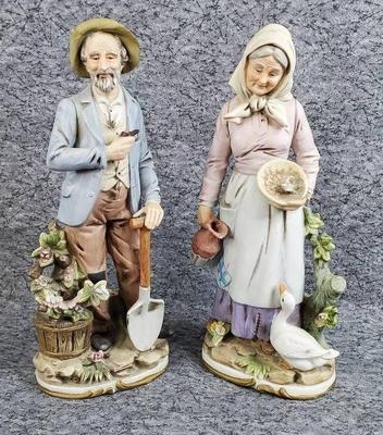 Homco old man and woman farmers figurines