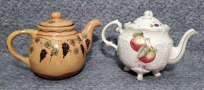 Wine vineyard and fruit themed teapots lang redware and crown dorset