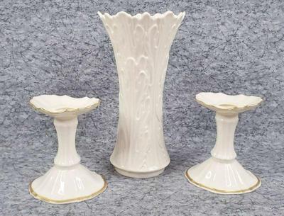 Lenox candle holders and classic woodland vase