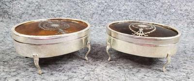Vintage silver plated tourtoise shell style celluloid) jewelry boxes