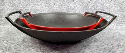 2 le creuset cast iron woks