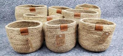 8 karma woven jute plant pot holders