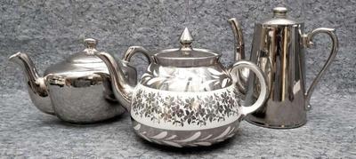 Metallic silver ceramic teapots gibson sons and royal worchester