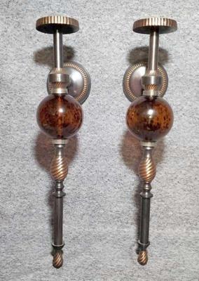 Amber glass ball candle holder wall sconces