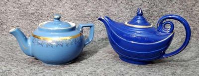 Hall teapots cobalt aladin style and gilided airflow style