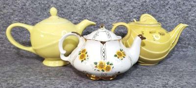 Vintage teapots gilded art deco hall moderne and ellgreave sunflowers