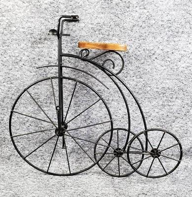 Wrought iron high wheel antique style bicycle wall art