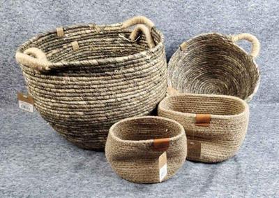 Karma woven jute baskets and plant holders