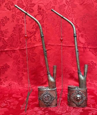 Antique Opium Pipes | Chinese Copper & Brass Smoking Set
