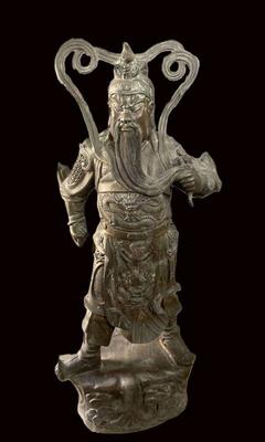 Monumental Bronze Statue of General Kwan – Fierce Stance, Flowing Beard & Ornate Dragon Armor
