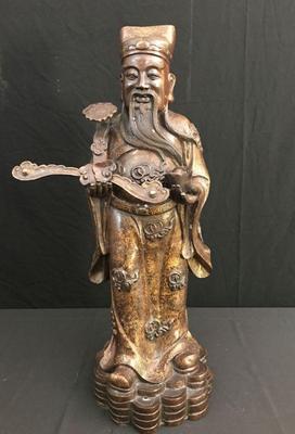 Bronze Fu Lu Shou Sculpture | Chinese God of Blessings and Prosperity