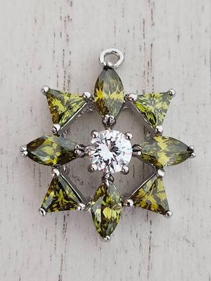 Green Peridot & White Topaz .925 Silver Pendant 