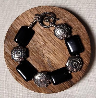.925 Silver And Black Onyx Bracelet 