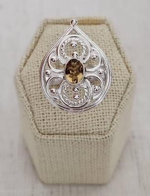 Rare Citrine .925 Silver Ring