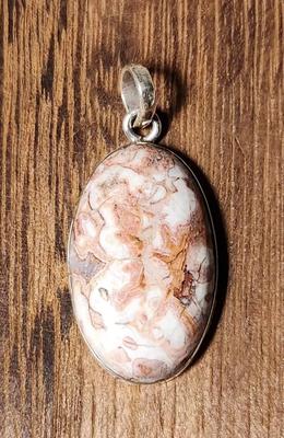 .925 Silver On Cream And Orange Pendant 