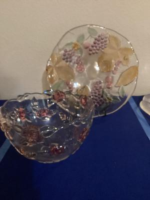 Fruit  Bowl Rose Flower Design And A Derivative Fruit Serving Bowl 