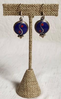 Lapis Lazule Earrings Plated .925 Sterling Silver 