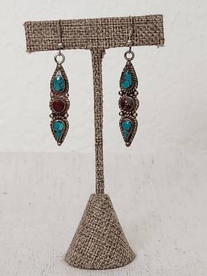 Coral Earrings Plated With .925 Sterling Silver 