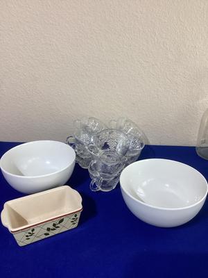 Punch Bowl Embossed Clear Glass Cups And More