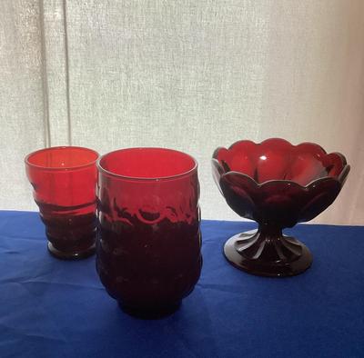 Ruby Red Pedestal compote/ Fruit BowlGlassware And More