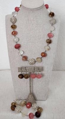 Hand Strung Topaz & Watermelon Beads Set