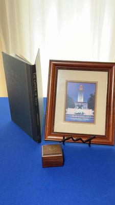 University Of Texas Frame, The Capitol Of Texas Book, Wooden State Of Texas Trinket Box