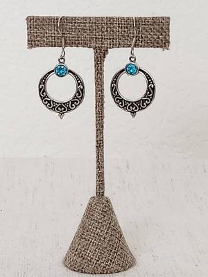 .925 Silver Plated Blue Topaz Earrings 
