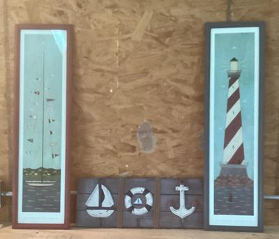Two Warren Kimble Wall Frames and Wood Plaque 