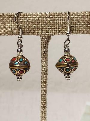 Coral & Lapis Lazuli & Turquoise Earrings 