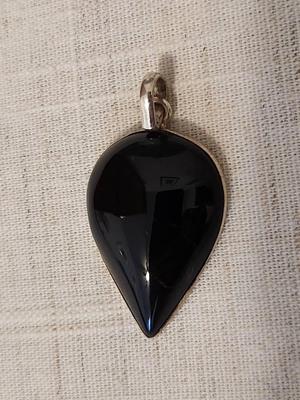 .925 Silver On Black Onyx Pendant 