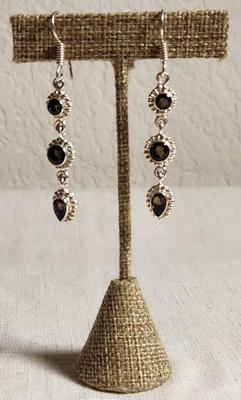 Smokey Topaz Earrings .925 Sterling Silver Plated