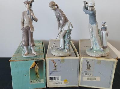 3 LLADRO GOLFERS W/ORIGINAL BOXES
