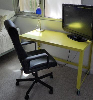 IKEA MILLBERGET CHAIR WITH FUN YELLOW DESK AND LAMP