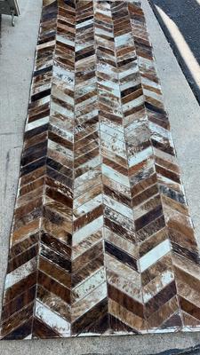 Chevron Pattern Real Cowhide Rug Runner