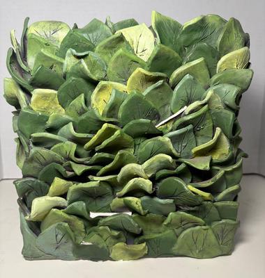 3D Overlapping Leaf Ceramic Square Sculpture