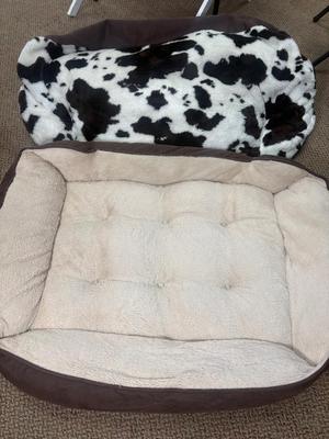 West Paw Cow Print Dog Bed & Rectangular Bolster Dog Bed