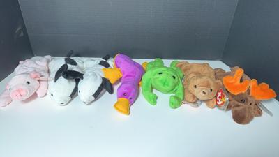 6 Of The Orginal Beanie Babies, Including 2 Spots W/Cloth Tush Tag