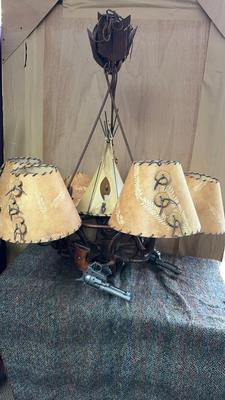 Custom Western Wrought Iron Teepee Chandelier