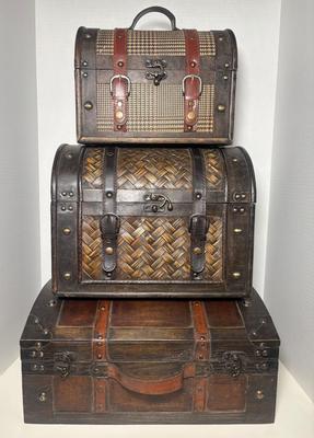 Trio Of Dome Top Decor Trunks 