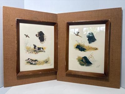 Pair Of Aquatint Etching of Working Dogs French Study by Boris Riab #1