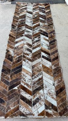 Chevron Pattern Real Cowhide Rug Runner #2