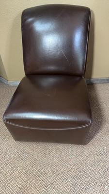 Armless Brown Leather Slipper Chair